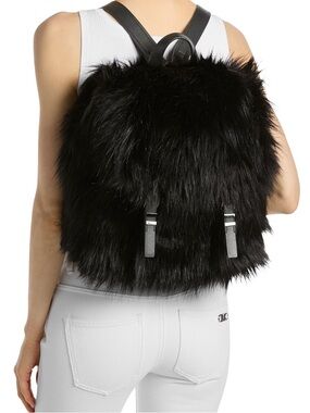 Plush Faux Fur Black Backpack - Chic Women's Bag Michael Kors